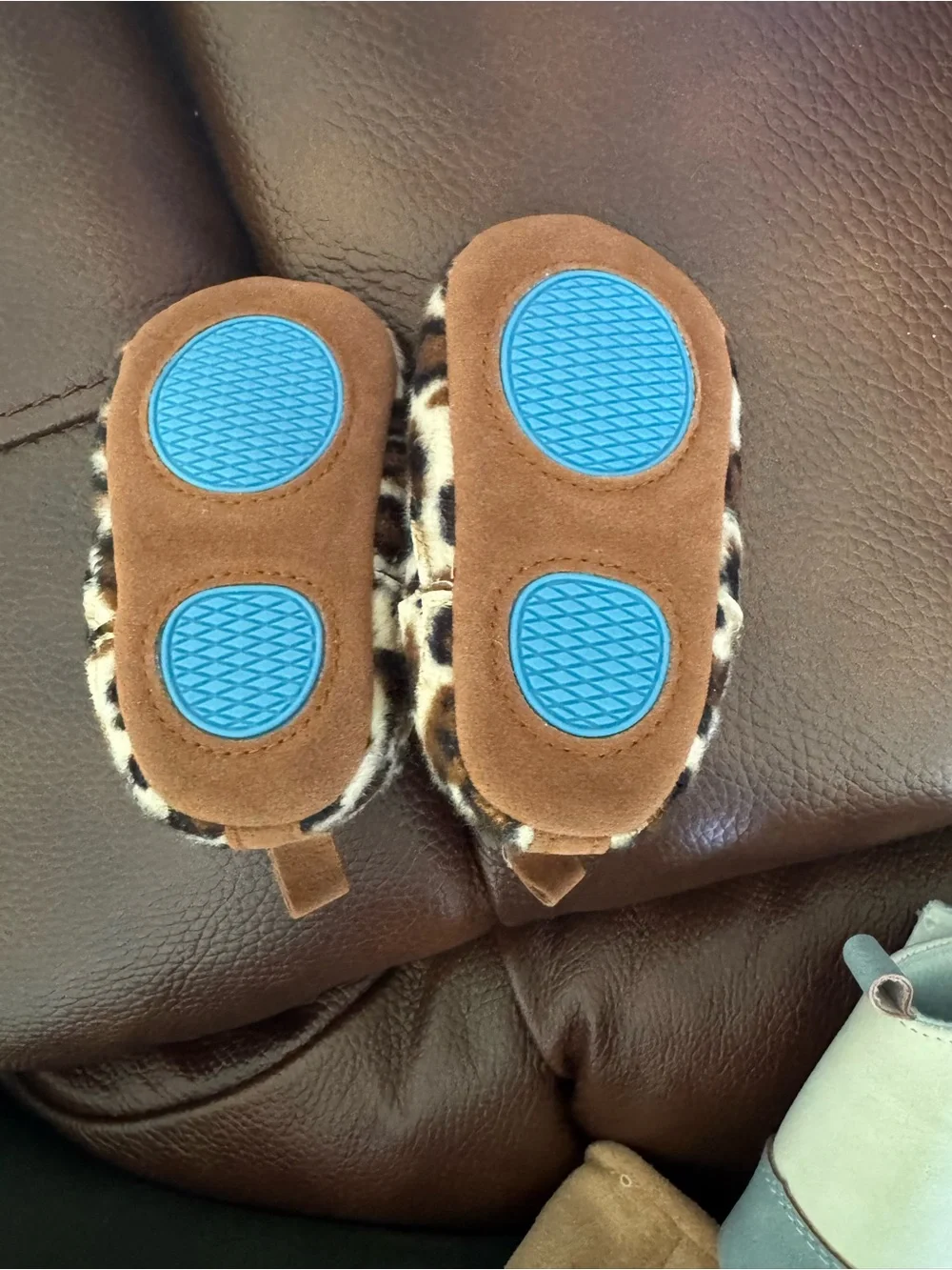 Leopard Print Kids Slip-On Booties - Faux Fur Lined